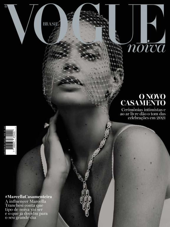 Revista Vogue Noiva - Capa com Marcella Tranquesi usando voilette Graciella Starling