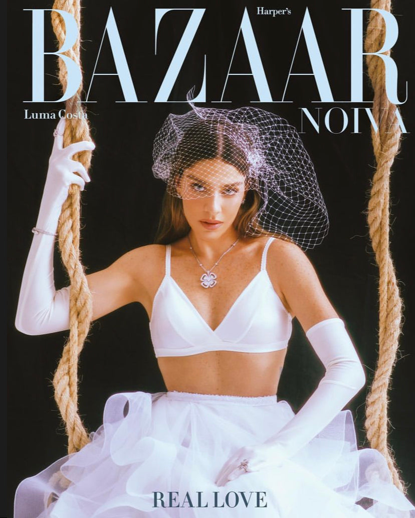 Revista Bazaar Noiva - Capa com Luma Costa com voilettes Graciella Starling 